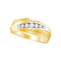 Mens Diamond Wedding Band Ring 3/8 Cttw 10kt Yellow Gold