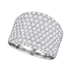 Round Pave-set Diamond Wide Fashion Band Ring 3-7/8 Cttw 14kt White Gold