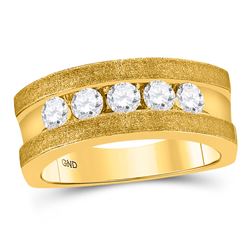 Mens Diamond Single Row 5-Stone Wedding Band Ring 1/2 Cttw 10k Yellow Gold