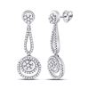 Image 1 : Diamond Circle Cluster Dangle Earrings 1.00 Cttw 10kt White Gold