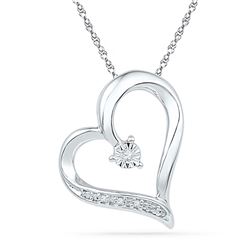 Diamond Heart Pendant .01 Cttw 10kt White Gold