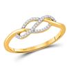 Image 1 : Diamond Crossover Strand Ring 1/10 Cttw 10kt Yellow Gold