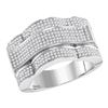 Image 1 : Mens Diamond Domed Rectangle Cluster Ring 1.00 Cttw 10kt White Gold