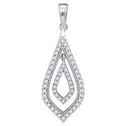Diamond Oblong Nested Oval Frame Pendant 1/4 Cttw 10kt White Gold