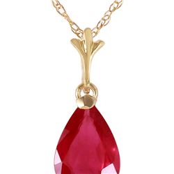 Genuine 1.75 ctw Ruby Necklace 14KT Yellow Gold - REF-25X2M