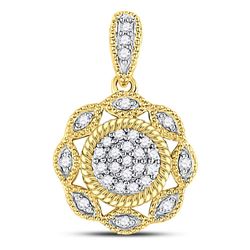 Diamond Milgrain Rope Cluster Pendant 1/10 Cttw 10kt Yellow Gold