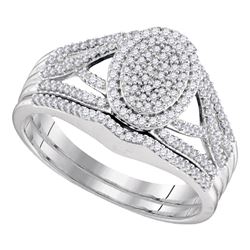 Diamond Bridal Wedding Engagement Ring Band Set 3/8 Cttw 10kt White Gold