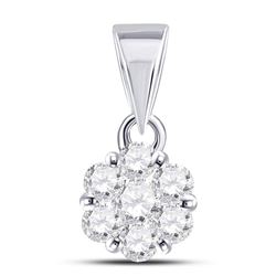 Diamond Flower Cluster Pendant 1/2 Cttw 14kt White Gold