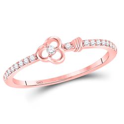 Diamond Stackable Key Ring 1/8 Cttw 10kt Rose Gold