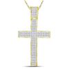 Image 1 : Mens Diamond Roman Cross Crucifix Charm Pendant 2-1/2 Cttw 10kt Yellow Gold