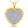 Image 1 : Diamond Heart Cluster Pendant 1.00 Cttw 10kt Yellow Gold