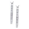 Image 1 : Round Channel-set Diamond Single Row Hoop Earrings 1/4 Cttw 10kt White Gold