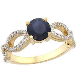 1.30 CTW Blue Sapphire & Diamond Ring 10K Yellow Gold - REF-106H5M