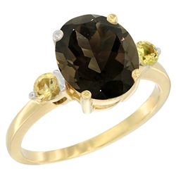 2.64 CTW Quartz & Yellow Sapphire Ring 14K Yellow Gold - REF-32K3W