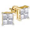 Image 1 : Diamond Square Cluster Stud Earrings 1/4 Cttw 14kt Yellow Gold