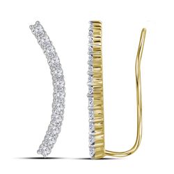 Diamond Climber Earrings 3/4 Cttw 14kt Yellow Gold