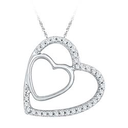 Diamond Double Heart Pendant 1/8 Cttw 10kt White Gold