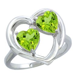 2.60 CTW Peridot Ring 14K White Gold - REF-33H9M