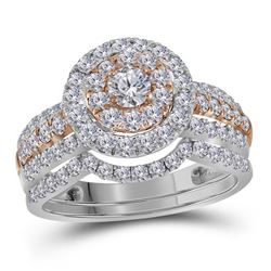 Diamond Bridal Wedding Engagement Ring Band Set 1-1/2 Cttw 14kt Two-tone Gold