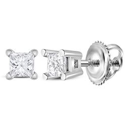 Unisex Diamond Solitaire Stud Earrings 1/6 Cttw 14kt White Gold
