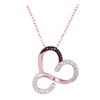 Image 1 : Round Red Color Enhanced Diamond Heart Pendant Necklace 1/8 Cttw 10kt Rose Gold