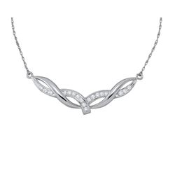 Diamond Twist Bar Fashion Pendant Necklace 1/3 Cttw 10kt White Gold