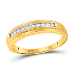 Mens Diamond Single Row Channel-set Wedding Band Ring 1/8 Cttw 10kt Yellow Gold