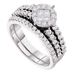 Diamond Bridal Wedding Engagement Ring Band Set 1.00 Cttw 14kt White Gold
