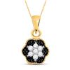 Image 1 : Round Black Color Enhanced Diamond Hexagon Cluster Pendant 1/5 Cttw 14kt Yellow Gold