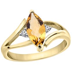 1.04 CTW Citrine & Diamond Ring 14K Yellow Gold - REF-31M2A