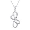 Image 1 : Diamond Linked Double Infinity Pendant 1/6 Cttw 10kt White Gold