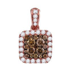 Round Brown Diamond Square Pendant 1.00 Cttw 14kt Rose Gold