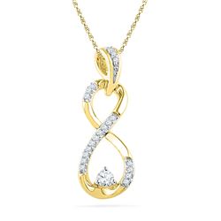 Diamond Vertical Infinity Pendant 1/5 Cttw 10kt Yellow Gold