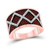 Image 1 : Round Red Color Enhanced Diamond Symmetrical Stripe Band 1/2 Cttw 10kt Rose Gold