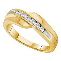 Mens Diamond Curved Wedding Anniversary Band 1/4 Cttw 14kt Yellow Gold