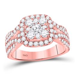 Diamond Cluster Bridal Wedding Engagement Ring 2.00 Cttw 14kt Rose Gold