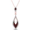 Image 1 : Round Red Color Enhanced Diamond Pointed Oval Pendant 1/6 Cttw 10kt Rose Gold