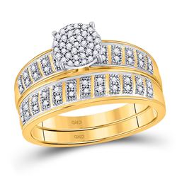 Diamond Bridal Wedding Engagement Ring Band Set 1/5 Cttw 10kt Yellow Gold