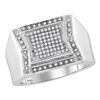 Image 1 : Mens Diamond Indented Square Cluster Ring 1/3 Cttw 10kt White Gold