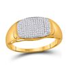 Image 1 : Mens Round Pave-set Diamond Oval Cluster Ring 1/4 Cttw 10kt Yellow Gold