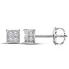 Image 1 : Diamond Square Cluster Screwback Earrings 1/3 Cttw 10kt White Gold