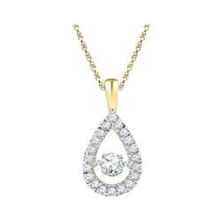 Diamond Moving Twinkle Solitaire Teardrop Pendant 3/8 Cttw 10kt Yellow Gold