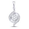 Image 1 : Diamond Flower Cluster Pendant 1/5 Cttw 14kt White Gold