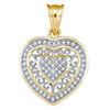 Image 1 : Diamond Openwork Heart Cluster Pendant 1/6 Cttw 10kt Yellow Gold