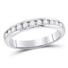 Image 1 : Diamond Single Row Channel-set Wedding Band 1/2 Cttw 14kt White Gold