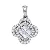 Image 1 : Diamond Cluster Pendant 3/4 Cttw 14kt White Gold