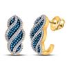 Image 1 : Round Blue Color Enhanced Diamond J Half Hoop Earrings 1/10 Cttw 10kt Yellow Gold
