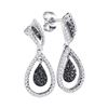 Image 1 : Round Black Color Enhanced Diamond Teardrop Dangle Earrings 1/2 Cttw 10kt White Gold