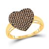 Image 1 : Round Brown Diamond Heart Ring 5/8 Cttw 10kt Yellow Gold