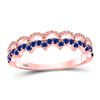 Image 1 : Round Blue Sapphire Scalloped Stackable Band Ring 1/4 Cttw 10kt Rose Gold